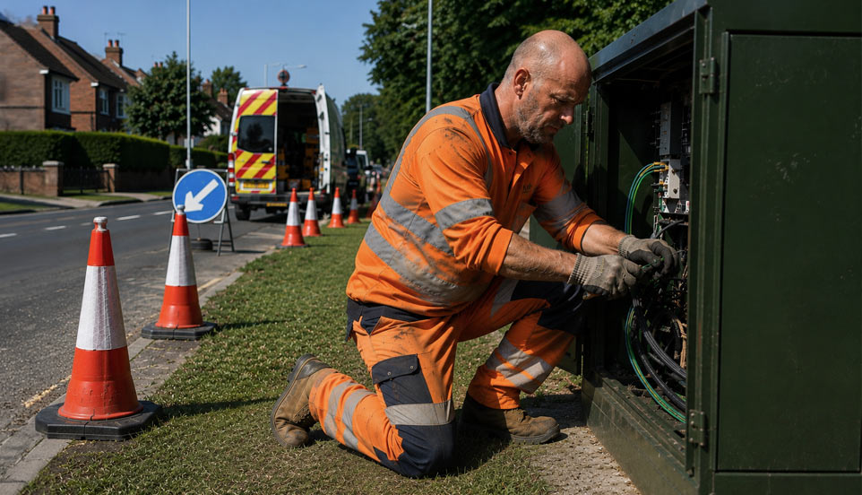 Utility worker on site
